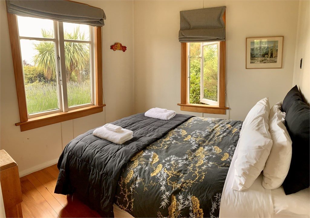Bedroom one at The Black Shack, Lake Hawea bach