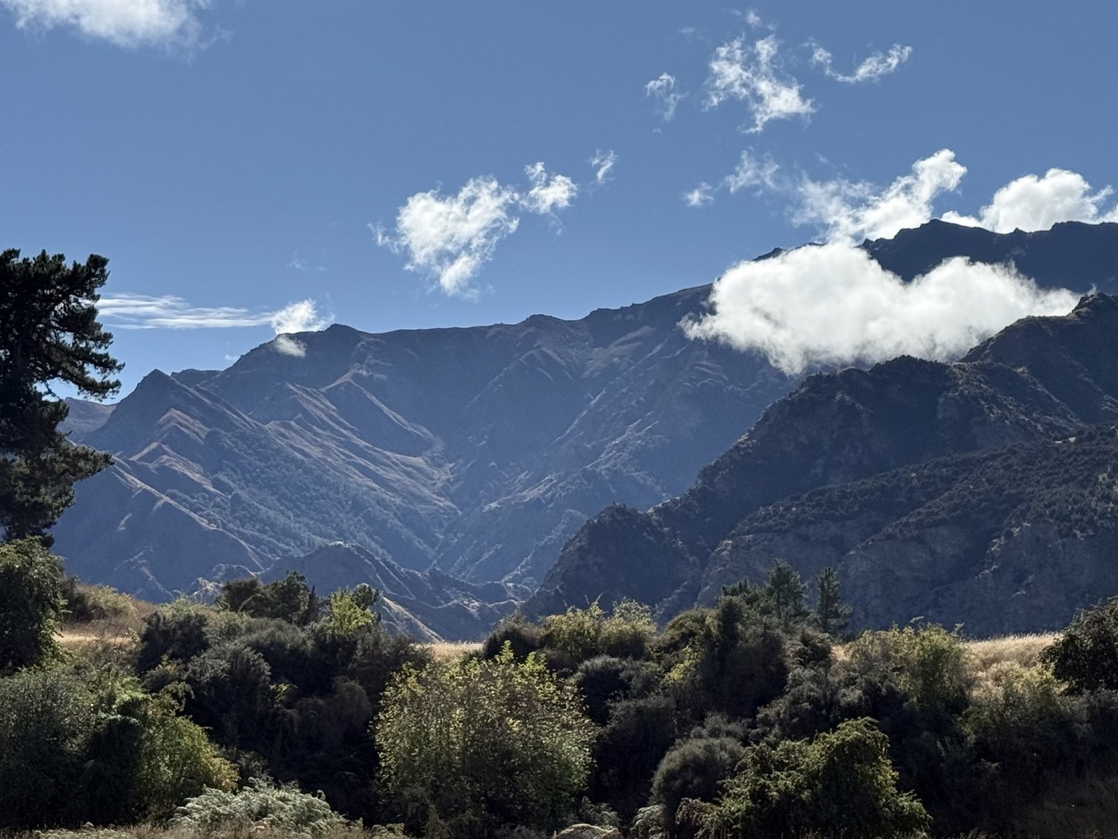 Mountains near Lake Hawea with cloud cover